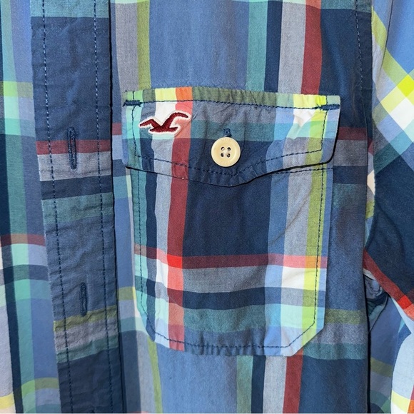 Y2K Hollister Men's Multicolor Plaid Button-Down Shirt Medium 100% Cotton READ - Picture 6 of 13